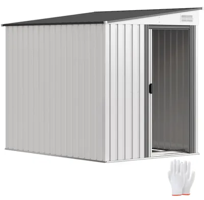 Image de Abri de jardin à toit en pente, cabanon de jardin en acier, blanc