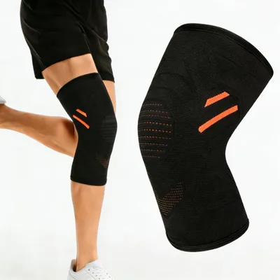 Produktbild von Kniebandage für Sportler – Kompression, atmungsaktiv und rutschfest, schwarz, Größe L
