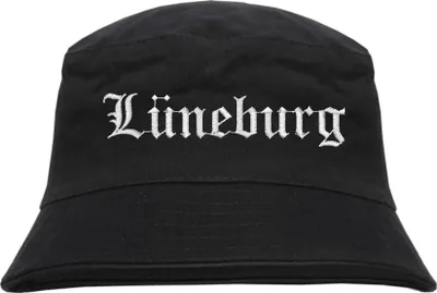 Produktbild von Lüneburg Fischerhut - Altdeutsch - bestickt - Bucket Hat Anglerhut Hut Schwarz L/XL