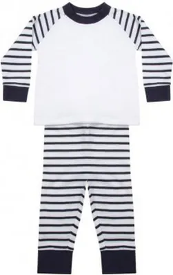 Image de Larkwood Bébé garçon/fille Pyjama rayé PC3089 (62) (Bleu marine/Blanc)