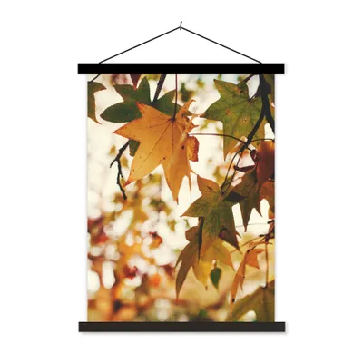 Produktbild von MuchoWow® Textilposter Natur - Herbstblätter - Rustikal 60x80 cm mit schwarzem Rahmen - Plakathalter