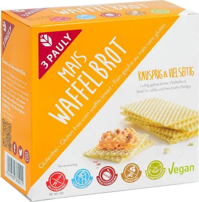 Produktbild von 3 Pauly Mais Waffelbrot glutenfrei - 100g