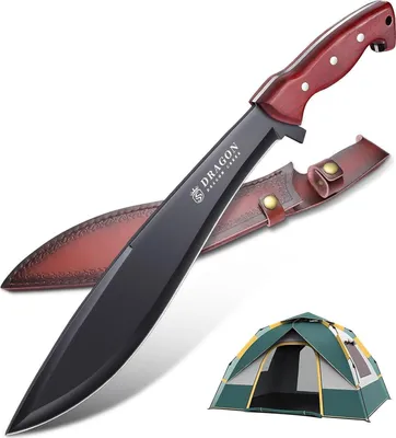 Zdjęcie produktu dla Dragon Creek Duży nóż outdoorowy Full Tang Nóż myśliwski ze stali D2 Survival Bushcraft Rękojeść Staghorn