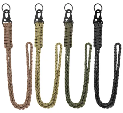 Produktbild von 4 Paracord-Schlüsselanhänger, Lanyard, geflochtenes langes Lanyard, Paracord-Lanyard für Ausweise, Outdoor, Camping, Wandern, Auswelter