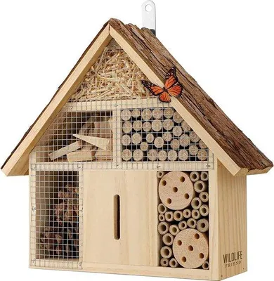 Immagine prodotto di Piccola casetta per insetti in legno naturale per api e farfalle