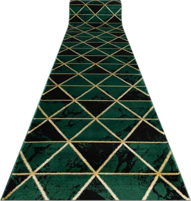 Produktbild von Exklusiv EMERALD Läufer 1020 glamour, stilvoll Marmor, Dreiecke Flaschengrün / gold 100 cm Grün 100x1250 cm