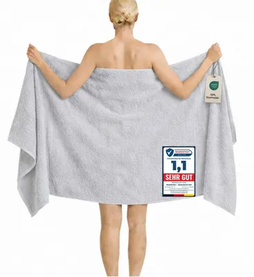 Obrázek produktu pro Komfortec osuška 100 x 200 cm ze 100% bavlny, saunová osuška XXL, měkká, velká, froté, rychleschnoucí, stříbrná