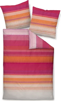 Produktbild von LOESCHEN Janine Design Bettwäsche-Garnitur Mako-Satin 98120 moments Farbe pink koralle Größe 200x200+2x80x80