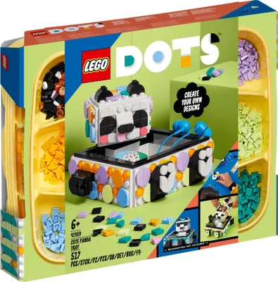 Zdjęcie produktu dla LEGO DOTS Pojemnik z uroczą pandą, Zestaw do budowania, 6 lat(a), Plastik, 0 szt., 421 g