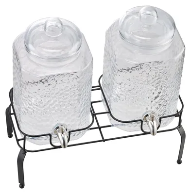 Productafbeelding van Drankenautomaat, 5,5 liter inhoud, elegant glazen design, 2 stuks, legergroen
