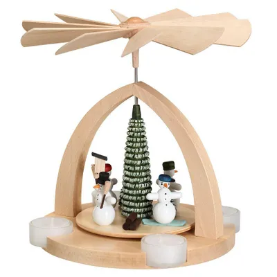 Produktbild von Tischpyramide Schneemann natur Teelichter BxHxT 21x22x21cm NEU