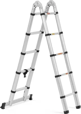 Obrázok produktu pre Expondo MSW Sklopná teleskopická rebrík - 10 stupňov - hliník - výška: 0,85 - 1,85/3,20 m