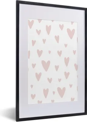 Produktbild von MuchoWow® MuchoWow® Gerahmtes Poster Design - Herz - Rosa - Mädchen - Baby - Mädchen 40x60 cm - Poster mit zchwarzem Bilderrahmen - Poster in Rahmen