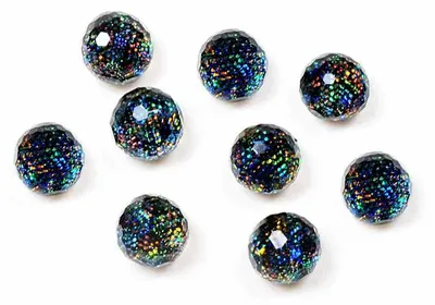Produktbild von Vintageparts 10 facettierte Resin-Cabochons rund bunt Glitzer, 6 mm