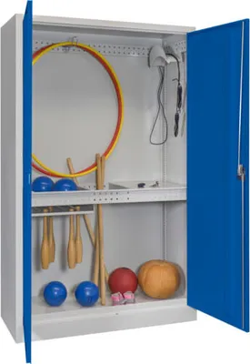 Produktbild von Sportschrank - Vollblechtüren - Variante 3 - 1.950x1.200x500 mm (HxBxT) - feuerrot/reinorange