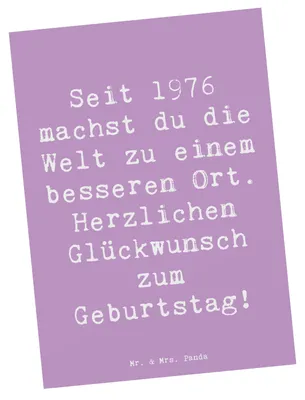 Produktbild von Mr. & Mrs. Panda bildkarte Spruch 1976 Geburtstag - Lavendeltraum - Geschenk, Grußkarte, Postkarten, Jahrgang, liebe worte, Postkarte, Seit, geburtstagsgeschenk, Alter