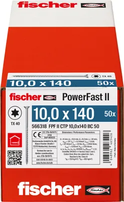 Produktbild von Fischer 566318, Schraube, Verzinkter Stahl, Holz, Zink, Teilgewinde, Senkkopf