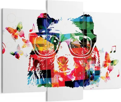 Produktbild von Bild auf Leinwand - Leinwandbild - Bär Gläser Grizzly hipster - 130x100cm - Wand Bild - Wanddeko - Leinwanddruck - Bilder - Kunstdruck - Wanddekoration - Leinwand bilder - Wandkunst - CB130x100-3090