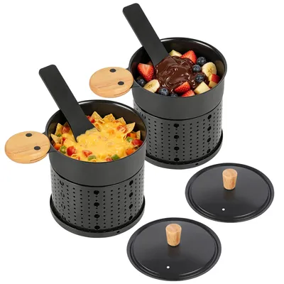 Raclette-Pfännchen Set 2er Schwarz Antihaftbeschichtung Kerzen