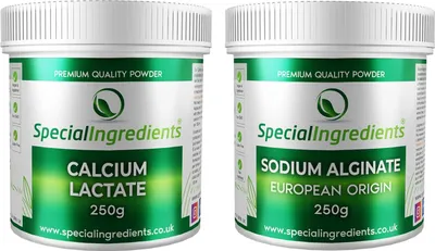 Produktbild von Special Ingredients Calciumlactat & Natriumalginat-Pulver 2 x 250 g - Molekularküche Set für Sphärifikation, Lebensmittelqualität