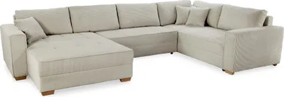 Produktbild von Wohnlandschaft - Beige - Cord - mit Ausziehfunktion und Bettkasten