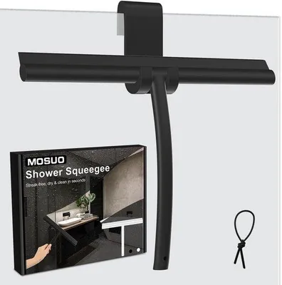 Obrázek produktu pro Silikonový stěrka na okna s držákem, 28 cm, černá, na čištění skla