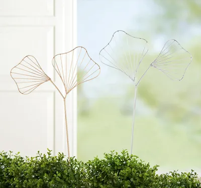 Obrázek produktu pro Gilde, zahradní dekorace, Ginkgo, kov, zlatá/stříbrná barva, balení 4 kusů, 2 varianty, výška: 43,10 cm, šířka: 30,00 cm, hloubka: 0,10 cm, kód: 51767