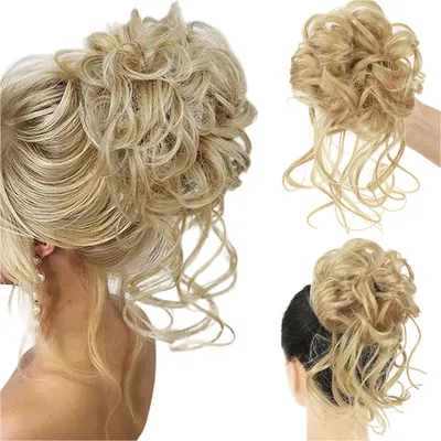 Produktbild von Dutt Haarteil, Gewellt Messy Bun Haarteile für Damen und Mädchen, Gold