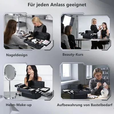 Produktbild von Make-up-Koffer – Kosmetiktasche – Schönheitssalon – Verstellbare Fächer – 33,5 x 22,5 x 29 cm – Schwarz