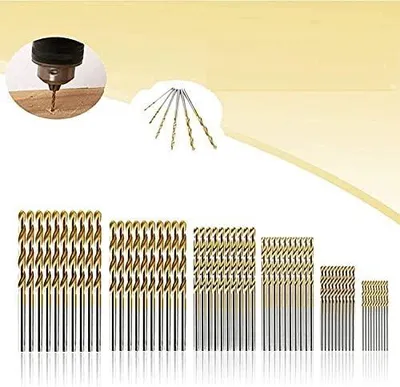 Produktbild von Schaftbohrer Set 60-teilig 1/1,5/2/2,5/3/3,5 mm HSS Stahlbohrer mit Titanbeschichtung für Werkstatt, Holz, Kunststoff, Aluminium, Kupfer und Stahl