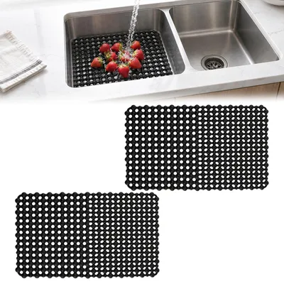 Produktbild von Spülmatten für die Küche – rutschfest und in der Größe zuschneidbar – schwarz – 40 x 30 cm