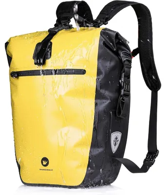 Image de Sacoche de vélo 3 en 1, sac de porte-bagages de 27-30 litres, étanche, jaune, pouvant être  comme sac à dos ou sac bandoulière