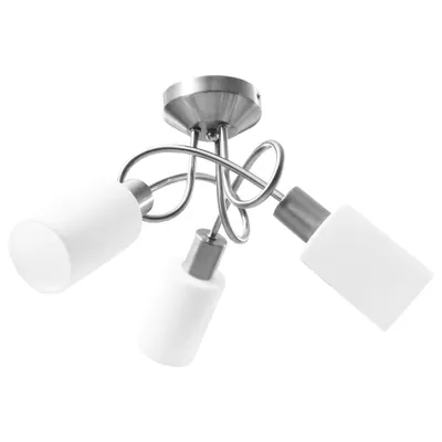 Immagine prodotto di Lampadario Paralume in Vetroceramica a Cono Bianco 3 Lampadine E14