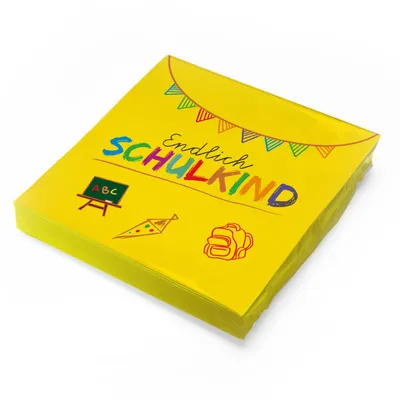 Produktbild von itenga 20x Serviette Schulanfang Endlich Schulkind GELB