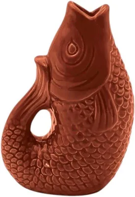 Produktbild von Famanu Dekorative Keramische Vasen in Fischform - Terracotta