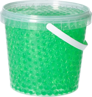 Produktbild von trendfinding 1 Liter Eimer Aqualinos Hydroperlen, Größe 0,8 bis 1,2 cm, Grün