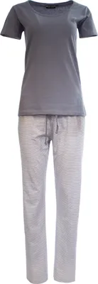 Produktbild von AnnaMax Damen Pyjama lange Hose + kurzarm T-Shirt Blau L
