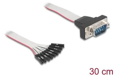 Obrázek produktu pro DELOCK Flachbandkabel RS-232 mit 9 x Pfostenbuchse zu D-Sub