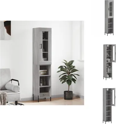 Imagen del producto de vidaXL Mueble alto gris Sonoma de 34,5 x 34 x 180 cm, fabricado en material de madera - Muebles aparador