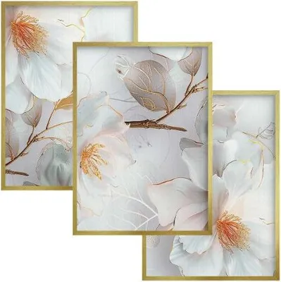 Produktbild von Gold Poster für die Wand Wandbilder Glamour Dekoration Blumen