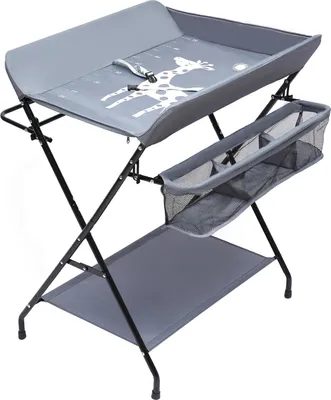 Image de Table à langer - 3 en 1 - Pliable - Avec matelas à langer & sacs de rangement - Sans roulettes - Bleu