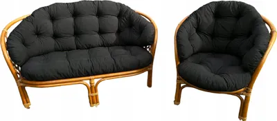 Produktbild von Kissen für ein Rattan-Gartensofa und einen Gartensessel,Schwarz,Kissen für die Rückenlehne und den Sitz eines Rattan-Gartensofas und eines Gartensessels