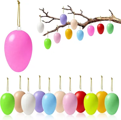 Productafbeelding van Plastic paaseieren om buiten op te hangen (24 stuks) - Set van 24