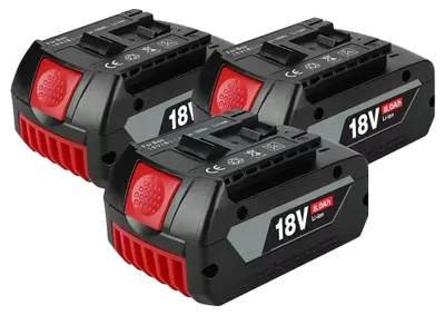 Image de Batterie pour outils électriques, capacité de 8000 mAh, compatible avec les outils électriques 18V, lot de 3 batteries de 8,0 Ah, 18V