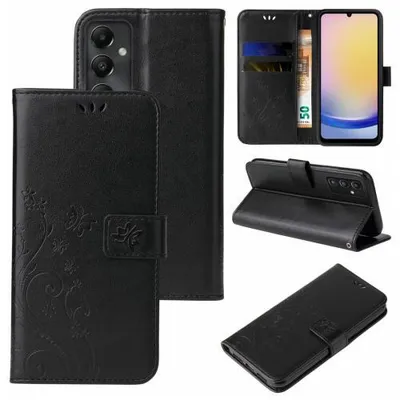 Produktbild von Kunstleder Flip-Hülle Floral für Samsung Galaxy A Serie - Farbe: Schwarz - Modellkompatibilität: Für Samsung Galaxy A25 5G
