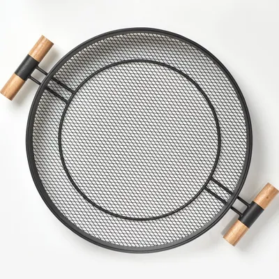 Produktbild von Metalltablett mit Griffen, Netzstruktur, Ø 48 cm, schwarz, ZELLER