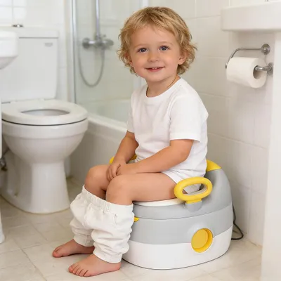 Produktbild von 3 in1 Töpfchen für Kinder,Baby Potty Toilettentrainer, Baby Töpfchen ab 1 Jahr, Kindertoilette+Toilettensitz Kinder+Hocker, EASY CLEANING, Grau/Gelb