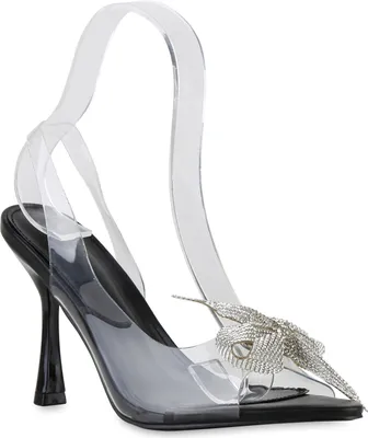Produktbild von VAN HILL Damen High Heels Sandaletten Party Stiletto Strass Abend-Schuhe 841528, Farbe: Schwarz, Größe: 40