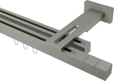 Produktbild von Interdeco Innenlaufstange / Gardinenstange mit Innenlauf Satin-Silber, Typ Quadline Cubes (Rillenquader), 20 x 20 mm 2-läufig, 260 cm