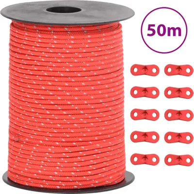 Zdjęcie produktu dla Linka namiotowa z napinaczami, elementy odblaskowe, 50 m, 3 mm